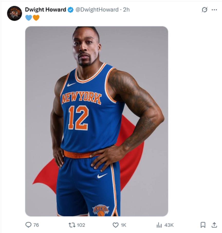 難道說？尼克斯步行者G4賽后 霍華德發(fā)推身披尼克斯戰(zhàn)袍